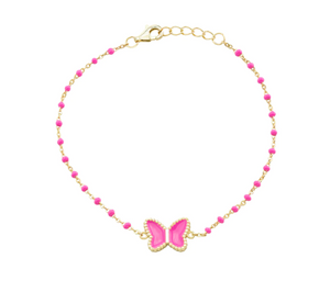 pink beaded butterfly bracelet