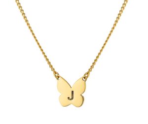 butterfly  initial necklace