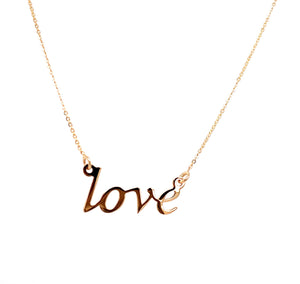 love script, necklace - 14k gold