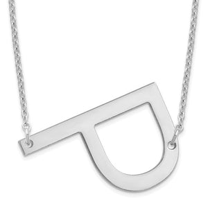 large sideways initial necklace