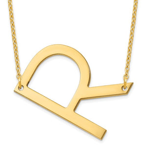 large sideways initial necklace
