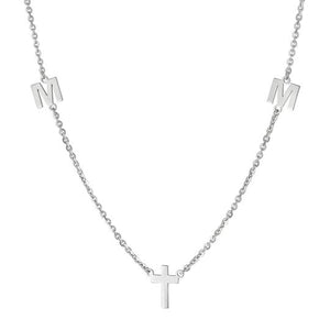 double initial cross necklace