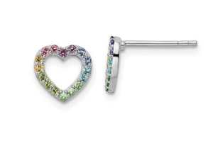 rainbow heart studs
