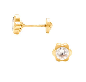 Children's Diamond Stud Earrings Screw Back .14TCW | 14K Gold