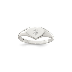 personalized heart signet ring