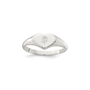 Heart signet hot sale ring silver